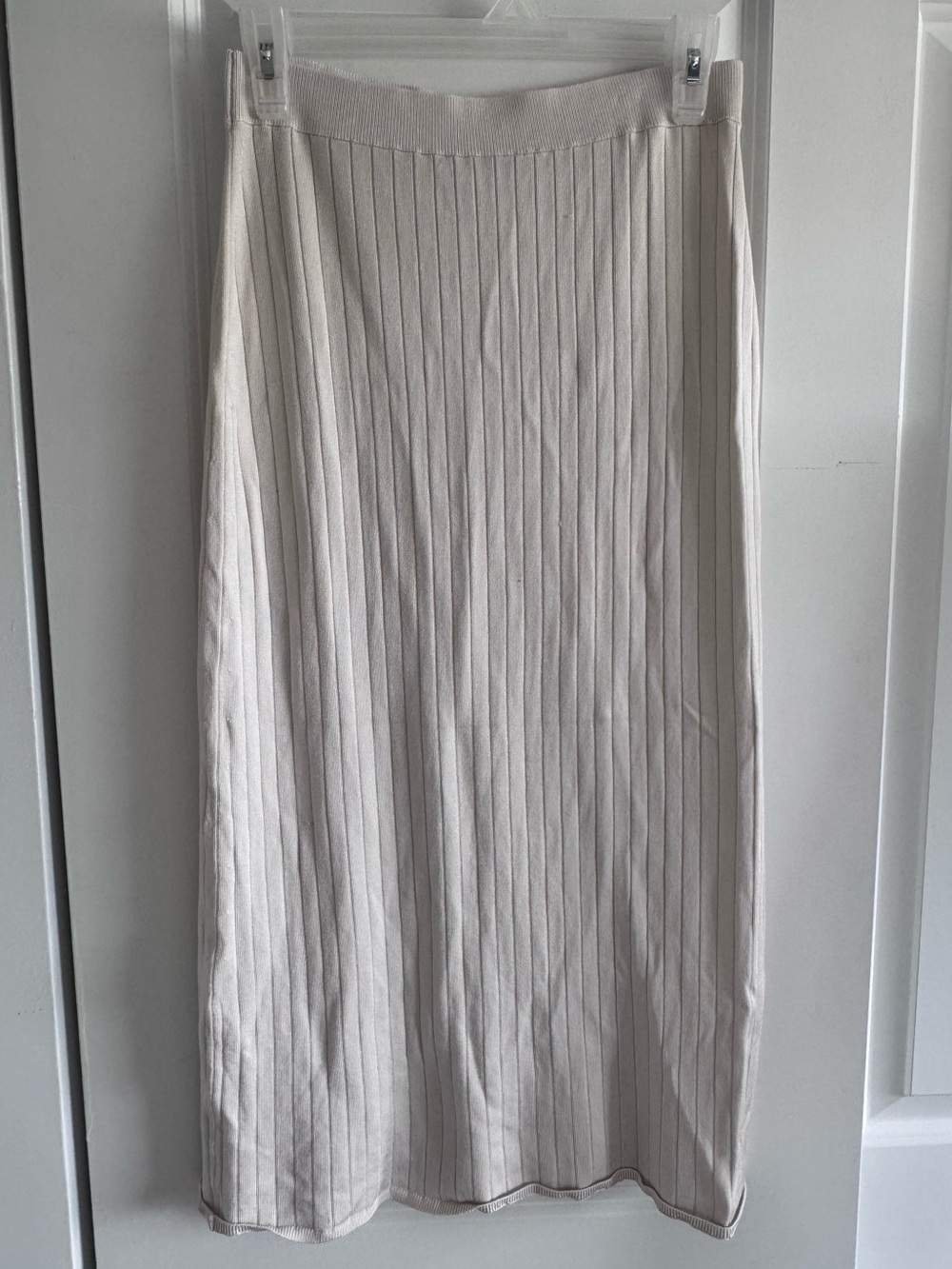 Free People Cream Pleated Knit Midi Skirt